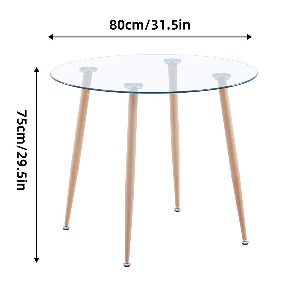 Esstisch Glas Esszimmertisch Modern küchentisch mit Metallbeine Moderner Stil Runder Tisch für Wohnzimmer Büro Küche, Glas DE | LEUKHOUSE