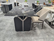 Dining Table Super Crystal Stainless Steel Wood LKD065DTYX | LEUKHOME