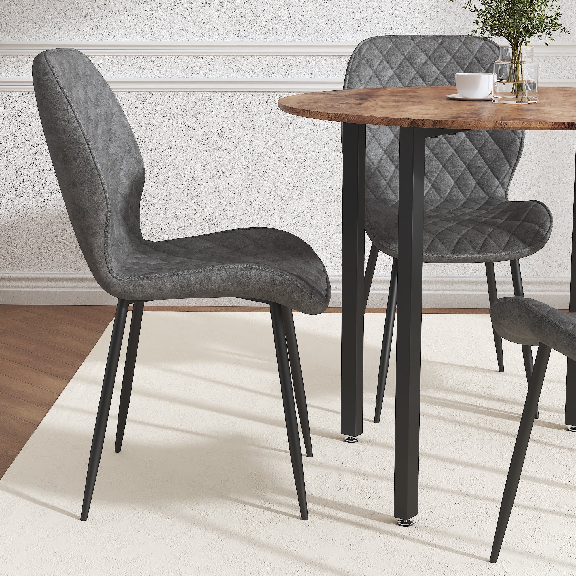 Dining Chairs Set of 4 Velvet/Grey AWS159UK | LEUKHOUSE