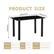 Black Glass Dining Table 120x70cm Glass/Black AWS068UK | LEUKHOUSE