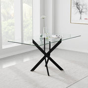 Table Salle a Manger en Verre Moderne Rectangulaire avec Noir Pieds pour Cuisine Bureau etc 110 x 70 x 75 cm AWS0214FR | LEUKHOUSE