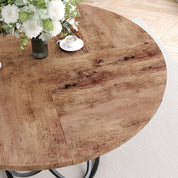 Table Ronde en Bois Salle à Manger 120 cm, Base en Métal Noir, Grande Tables Manger Style Rétro (Marron) AWS2051FR | LEUKHOUSE