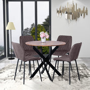 Round Dining Table,35.5 inches Mid-Century Modern Wooden Kitchen Table with Metal Legs for Dining Room&Living Room CA | LEUKHOUSE