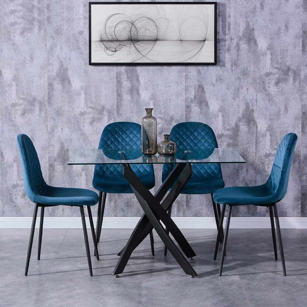 Rectangular Dining Table 120x70cm Glass/Black AWS021UK | LEUKHOUSE