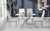 Glass Dining Table with Chromed Legs,47 inches Modern Rectangular Kitchen Table for Dining Kitchen Room CA| LEUKHOUSE