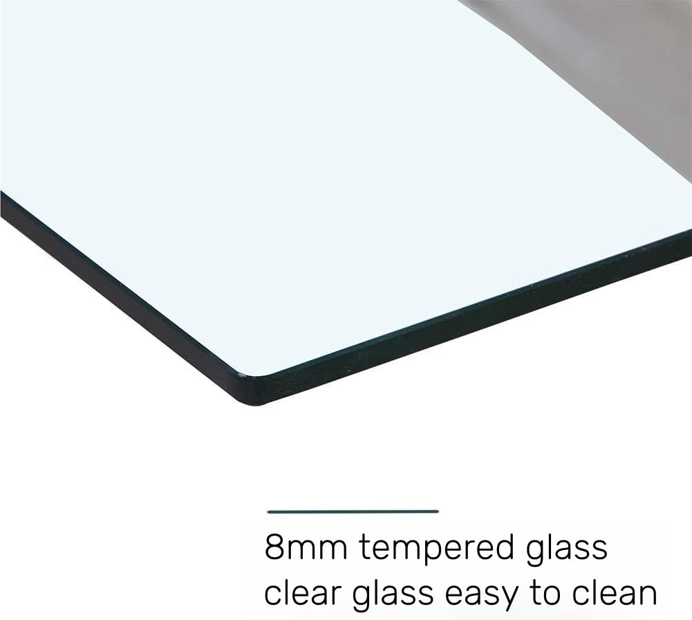 Glass Dining Table with Chromed Legs,47 inches Modern Rectangular Kitchen Table for Dining Kitchen Room CA| LEUKHOUSE
