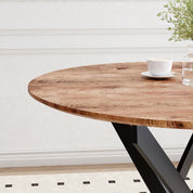 Table Ronde en Bois Salle à Manger de Cuisine pour 4 Personnes 80 cm, Marron AWS0229FR | LEUKHOUSE
