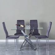 Rectangular Dining Table 120x70cm Glass/Silver AWS021UK | LEUKHOUSE