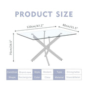 5 Piece Dining Table Table Set, Modern Tempered Glass Dining Table Set for 4 Kitchen Table Set with 4 Upholstered Chairs (Sliver Table with Dark Grey Chairs) US | LEUKHOUSE