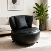Armchair Black Leather LKX010ACSY | LEUKHOME