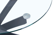 Table à Manger en Verre Table Ronde Salle à Manger avec Pieds en Métal de Cuisine 80 cm, Noir AWS0226FR | LEUKHOUSE
