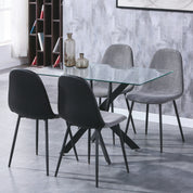 Table Salle a Manger en Verre Moderne Rectangulaire avec Noir Pieds pour Cuisine Bureau etc 110 x 70 x 75 cm AWS0214FR | LEUKHOUSE