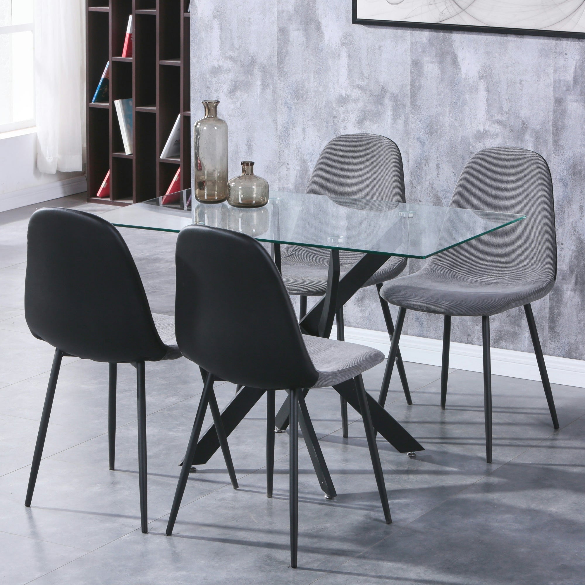 Table Salle a Manger en Verre Moderne Rectangulaire avec Noir Pieds pour Cuisine Bureau etc 110 x 70 x 75 cm AWS0214FR | LEUKHOUSE
