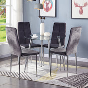 Round Dining Table 90x90cm Glass/Silver AWS062UK | LEUKHOUSE
