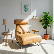 Armchair Yellow Leather LKX004ACSY | LEUKHOME