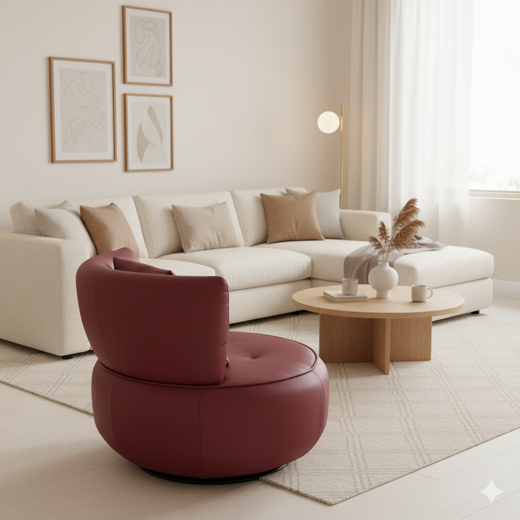 Armchair Red Leather LKX011ACSY | LEUKHOME