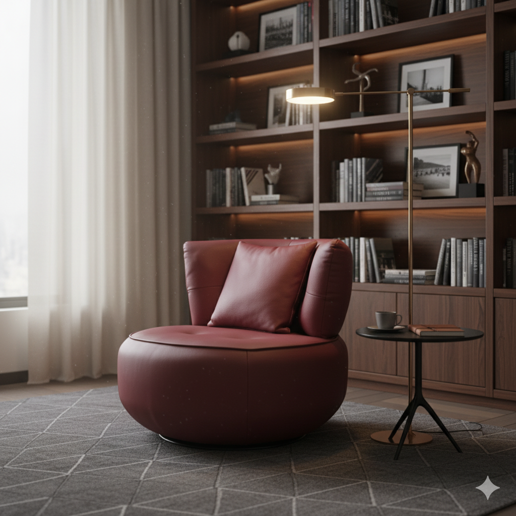Armchair Red Leather LKX011ACSY | LEUKHOME