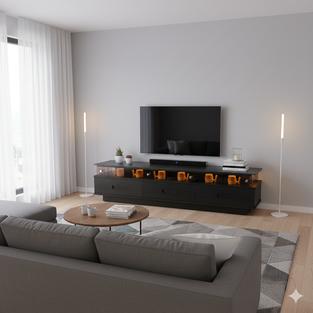 TV Stand Super Crystal Stone‌ Baking Paint Wood Veneer‌ LKL047TSAYG | LEUKHOME