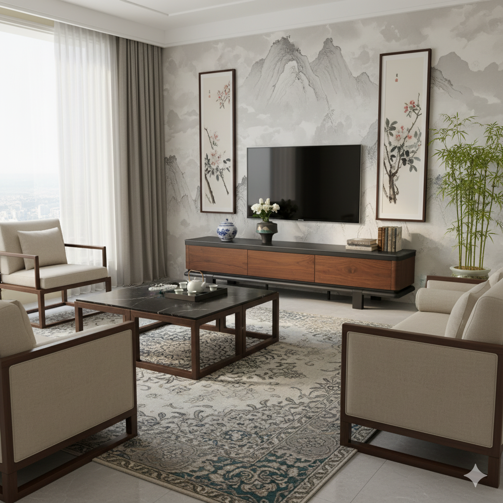 TV Stand Sintered Stone‌ Baking Paint Wood Veneer‌ LKL042TSAYG | LEUKHOME