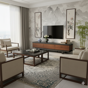 TV Stand Sintered Stone‌ Baking Paint Wood Veneer‌ LKL042TSAYG | LEUKHOME