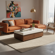 Coffee Table Imitation Marble Wood Veneer‌ LKLM1519CTFH | LEUKHOME