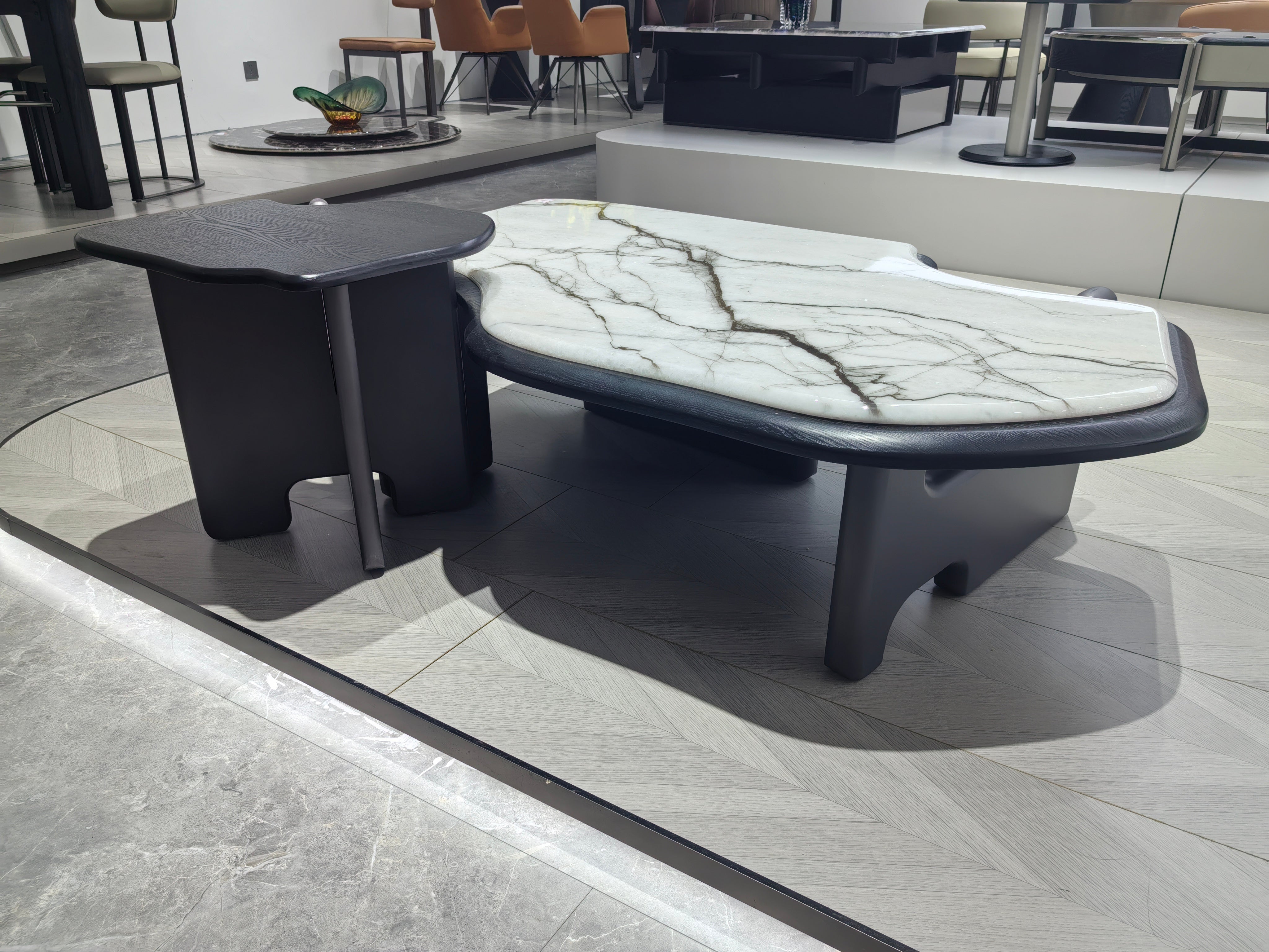 Coffee Table Super Crystal Stone‌ Wood Veneer‌ LKL034CTZZ | LEUKHOME