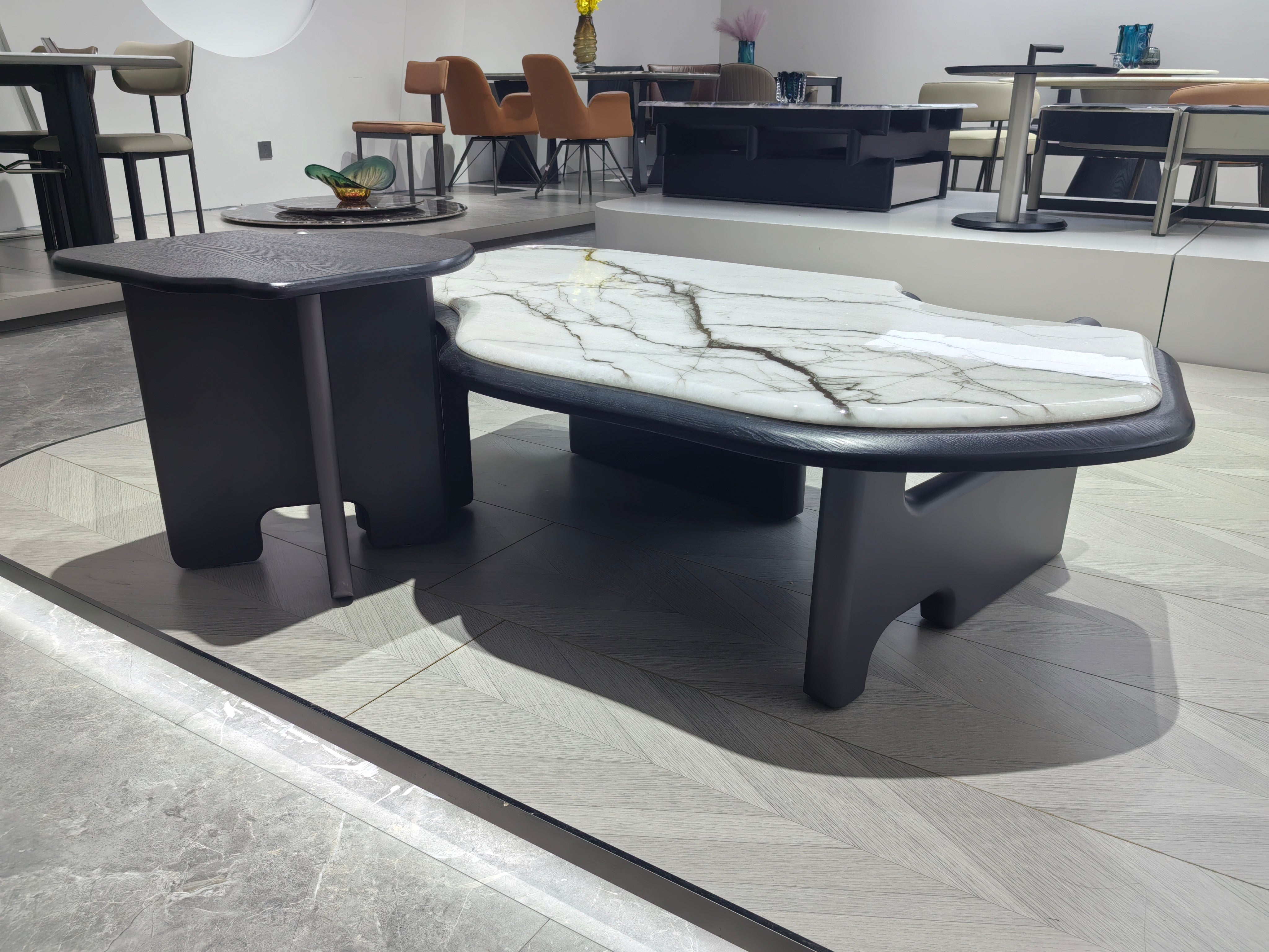 Coffee Table Super Crystal Stone‌ Wood Veneer‌ LKL034CTZZ | LEUKHOME