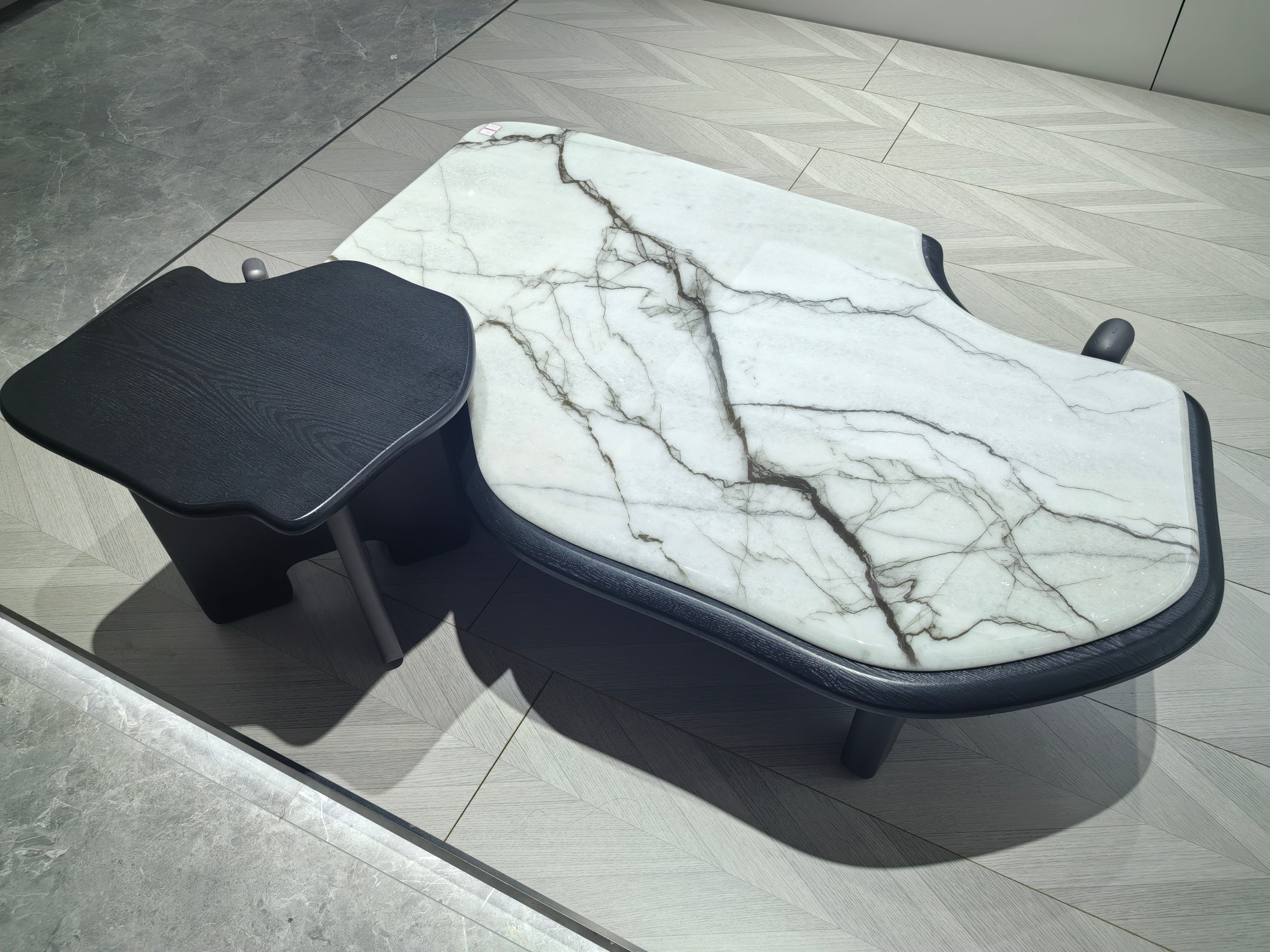 Coffee Table Super Crystal Stone‌ Wood Veneer‌ LKL034CTZZ | LEUKHOME