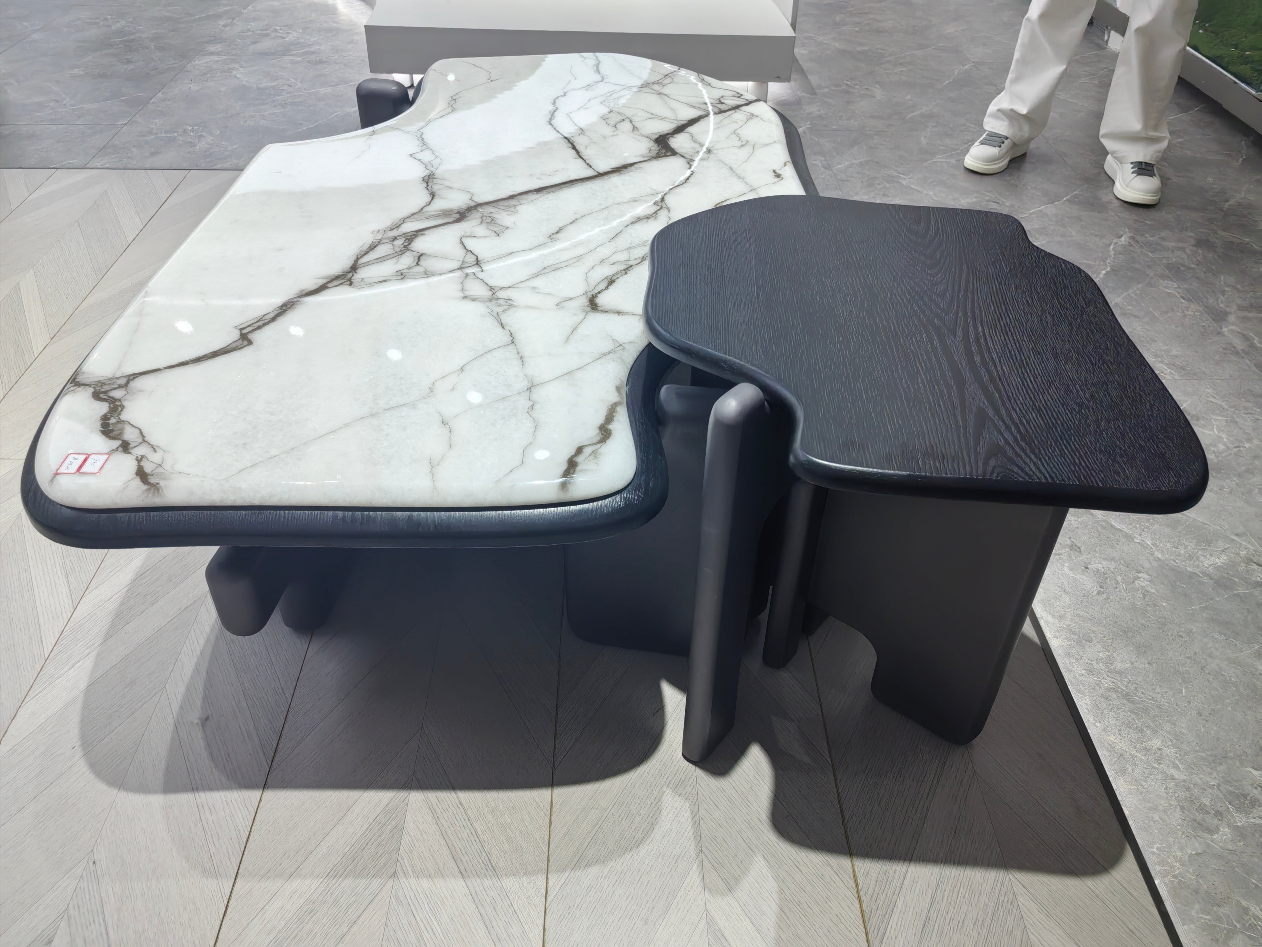 Coffee Table Super Crystal Stone‌ Wood Veneer‌ LKL034CTZZ | LEUKHOME