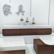 TV Stand Imitation Marble Wood Veneer‌ LKLM1519TSFH | LEUKHOME