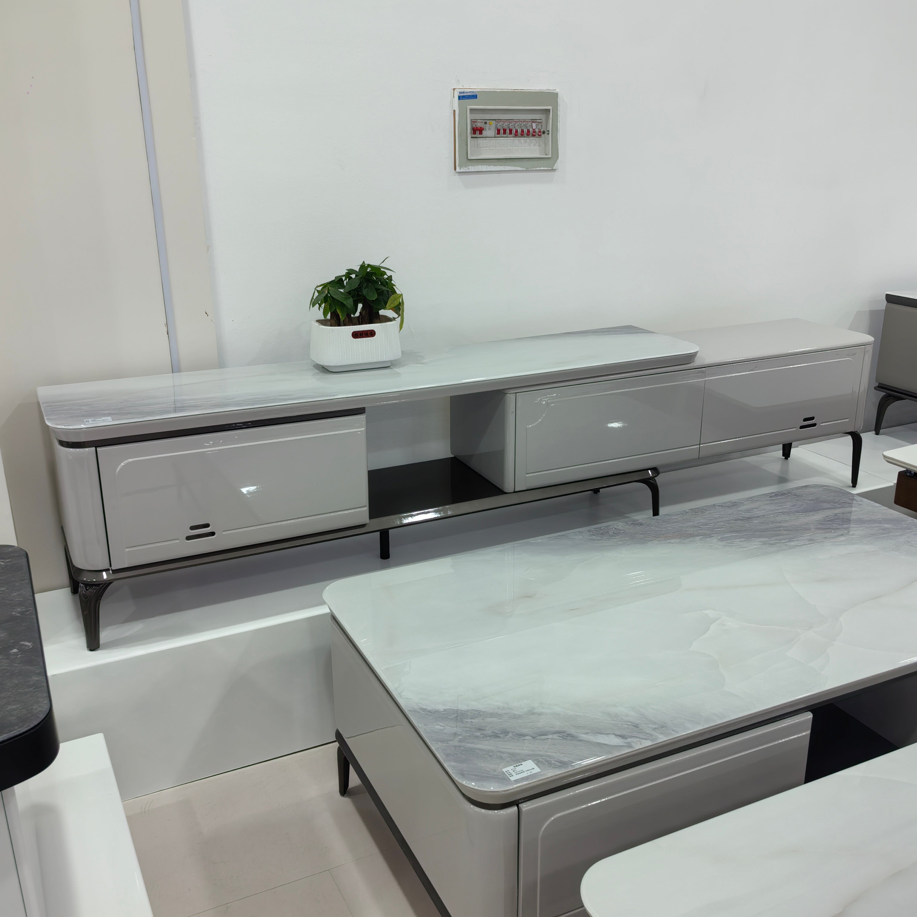TV Stand Artificial Stone Baking Paint LKLR263TSFH | LEUKHOME