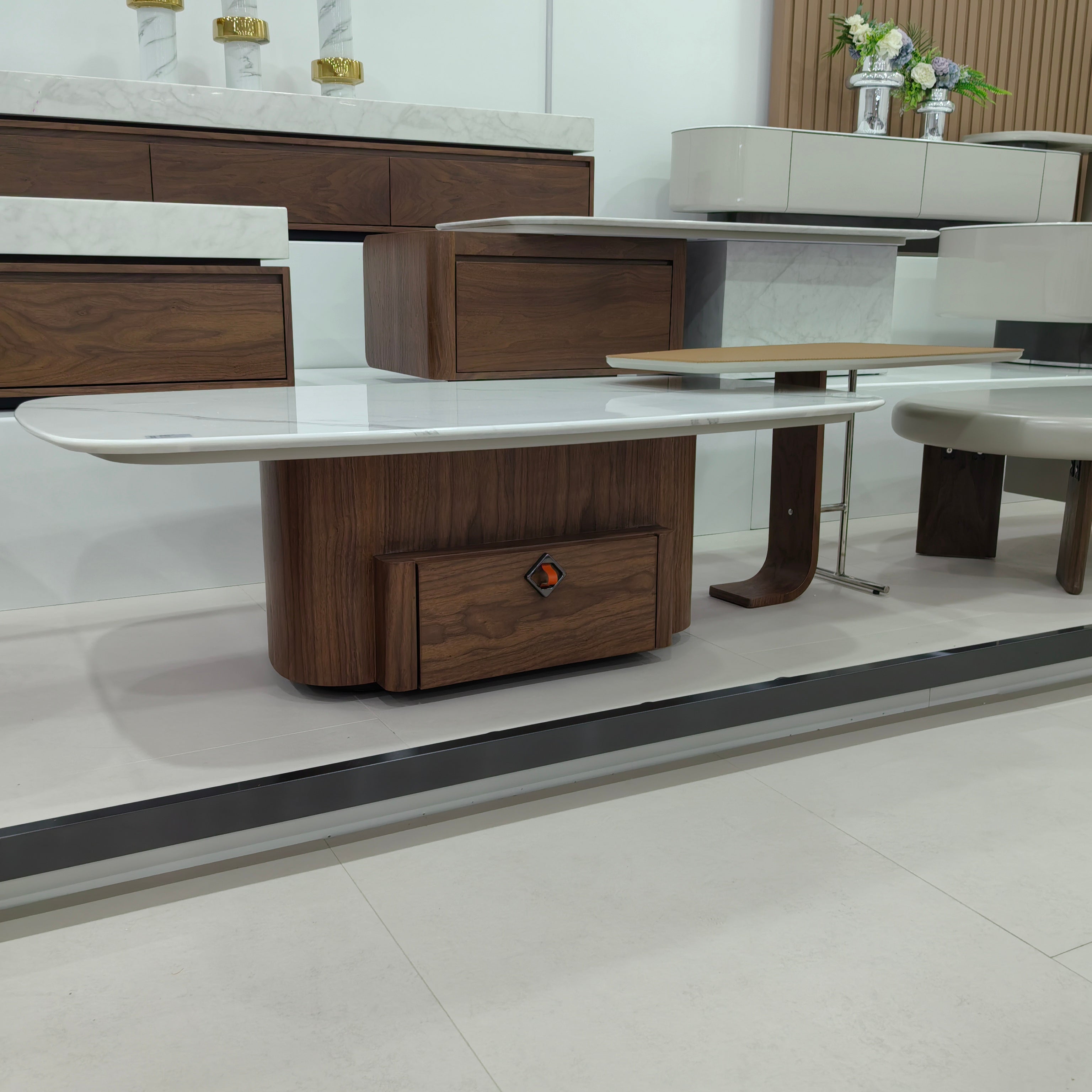 Coffee Table Marble Wood Veneer‌ LKLM1525CTFH | LEUKHOME