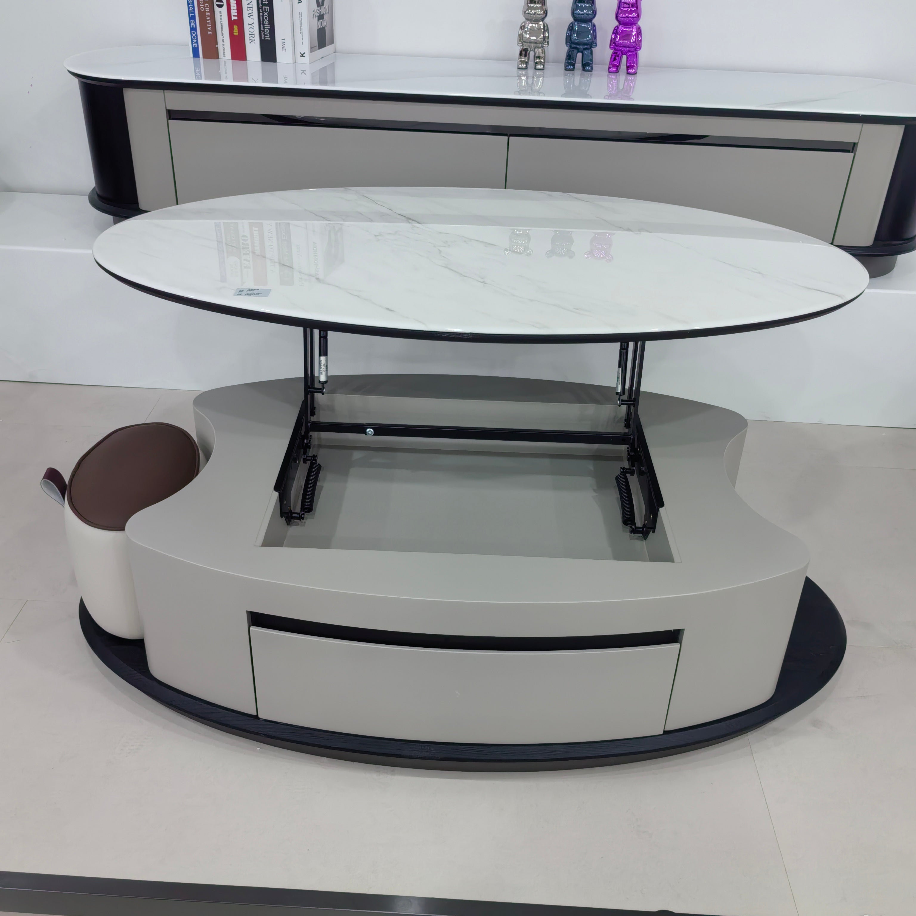 Coffee Table Artificial Stone Baking Paint Raised LKLM1520CTFH | LEUKHOME