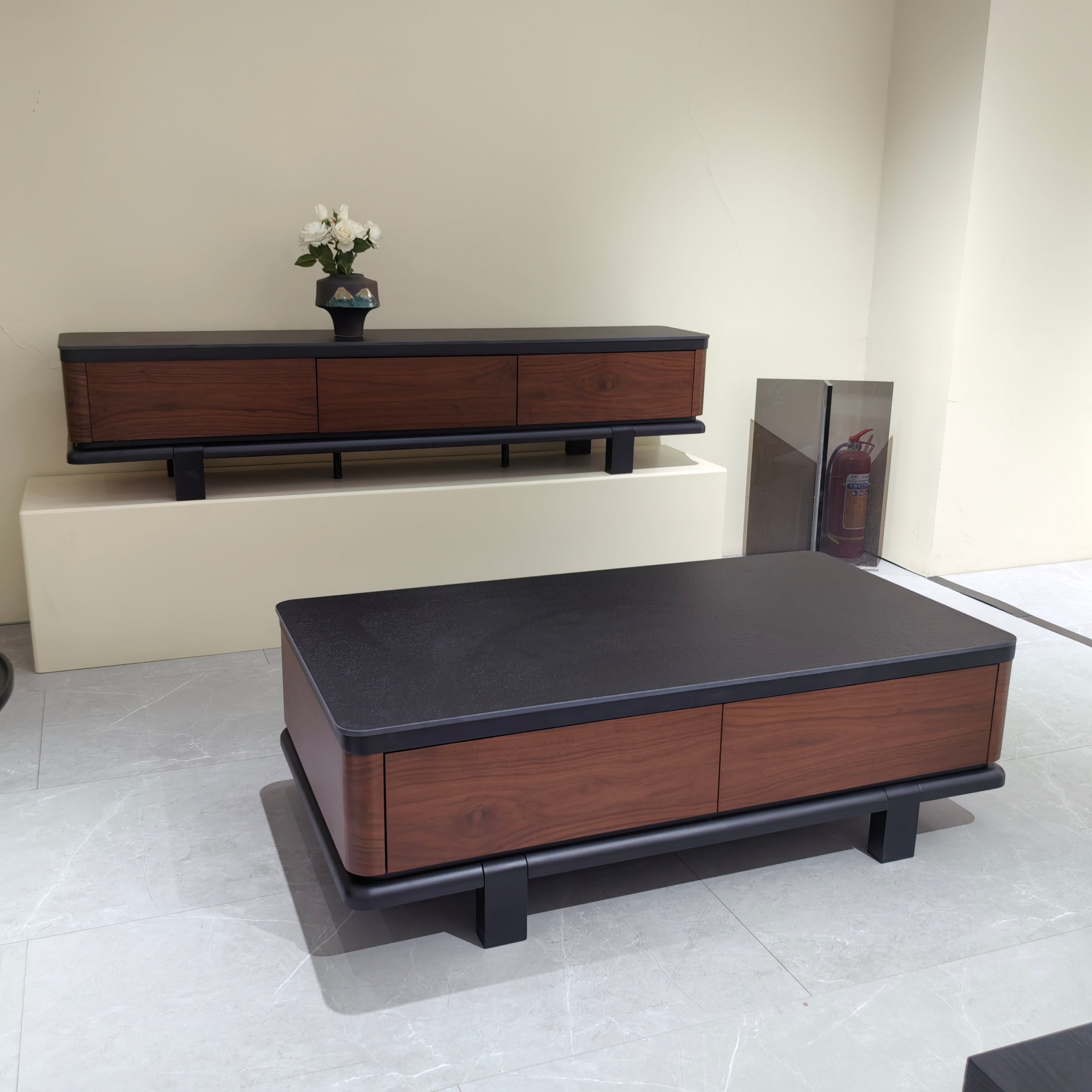 Coffee Table Sintered Stone‌ Baking Paint Wood Veneer‌ LKL041CTAYG | LEUKHOME