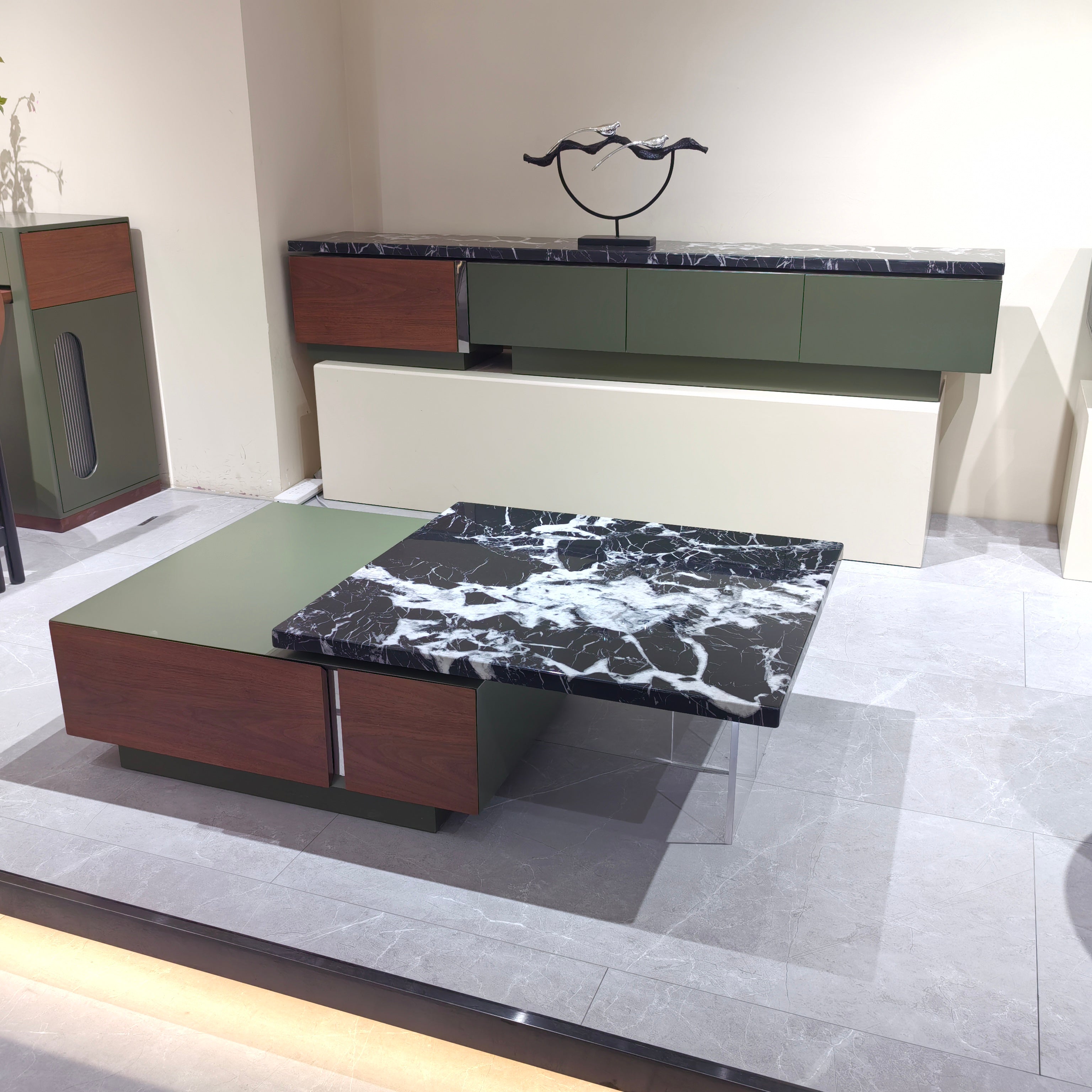 Coffee Table Marble Baking Paint Wood Veneer‌ LKL044CTAYG | LEUKHOME