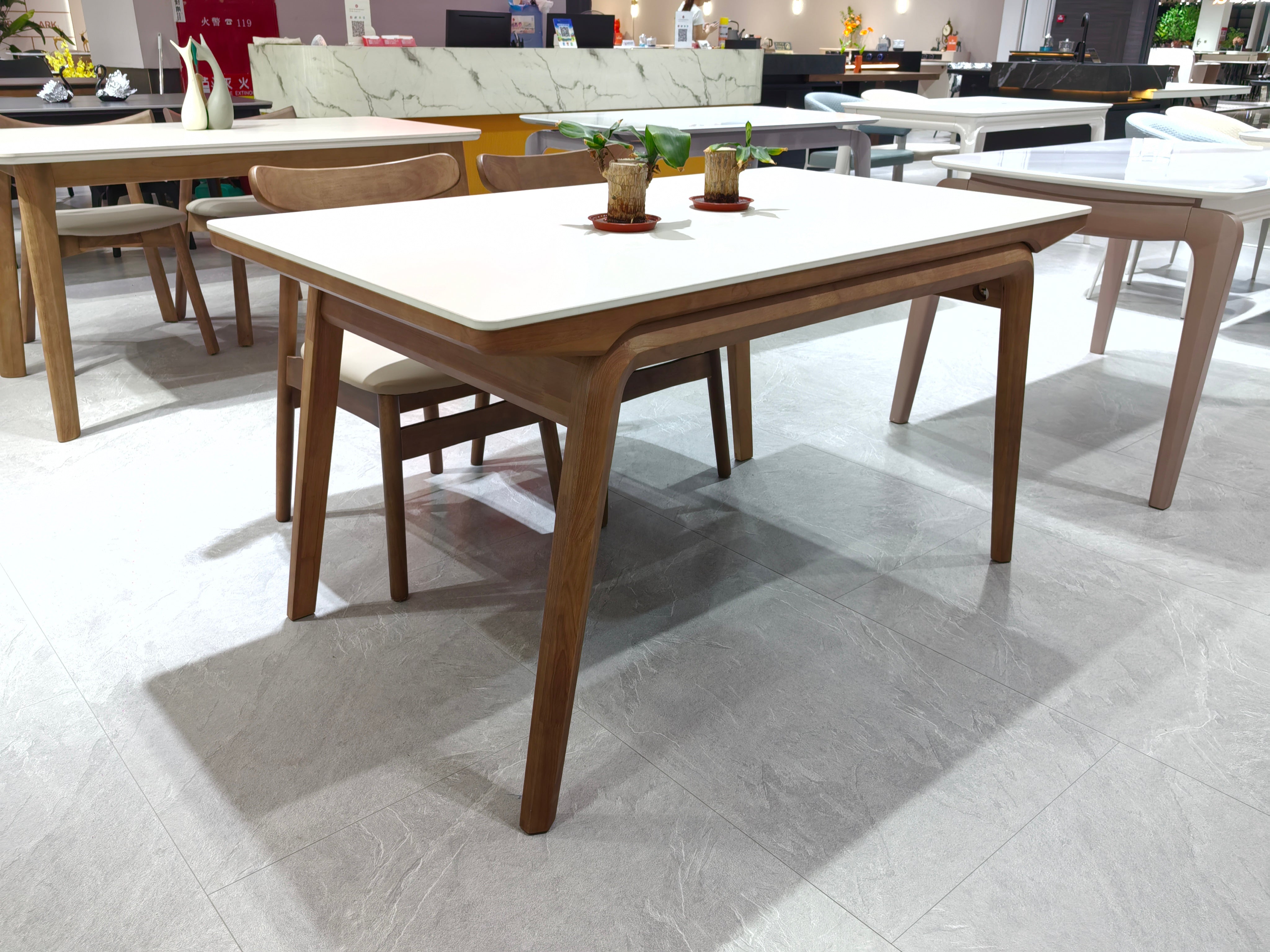 Dining Table Sintered Stone Oak LKD086DTDSBL | LEUKHOME