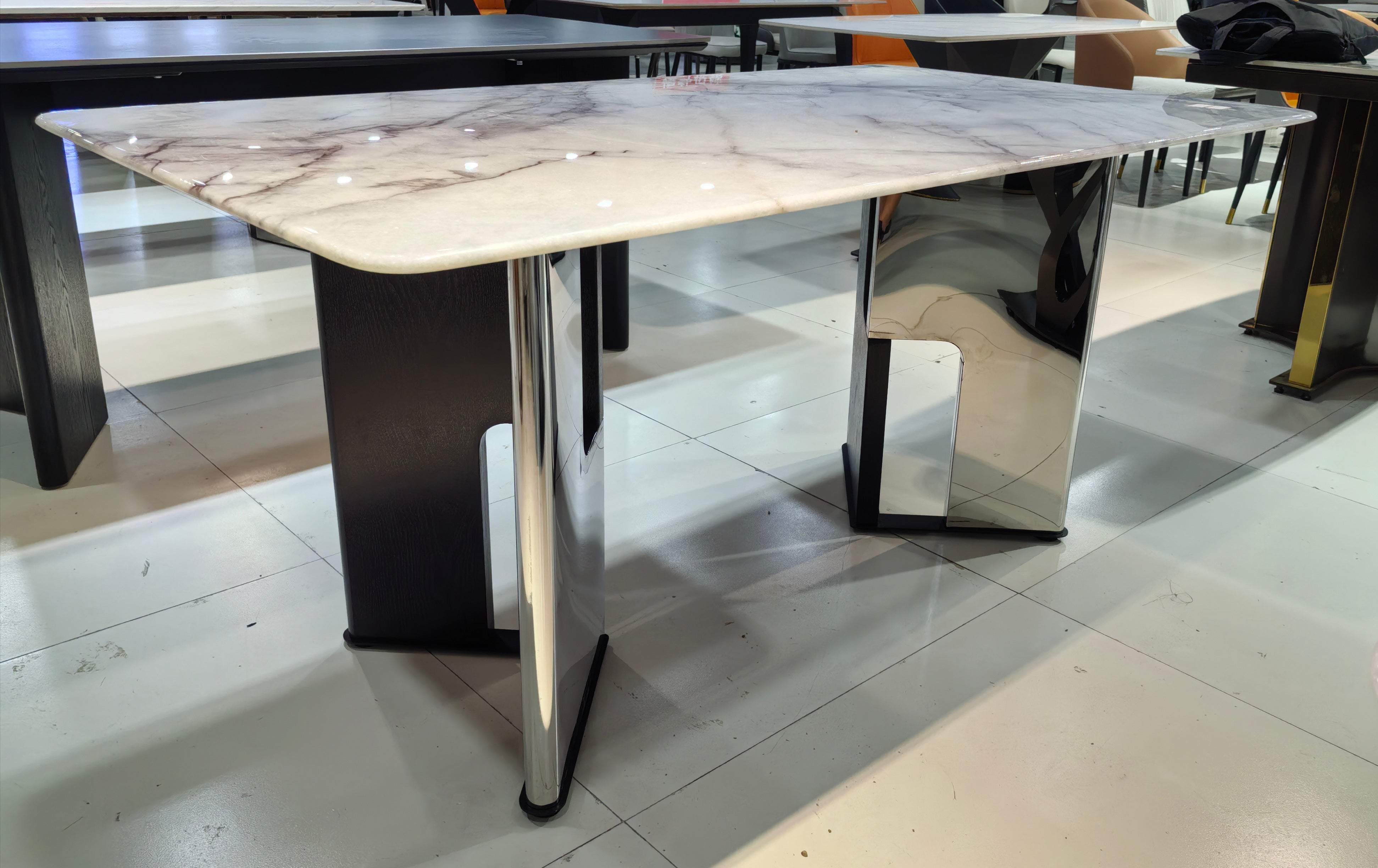 Dining Table Super Crystal Solid Wood Stainless Steel LKD098DTHX | LEUKHOME