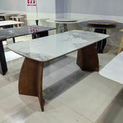 Dining Table Sintered Stone Wood Veneer LKD101DTHX | LEUKHOME