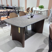 Dining Table Sintered Stone Wood Veneer LKD121DTSHYC | LEUKHOME