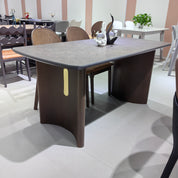 Dining Table Sintered Stone Wood Veneer LKD121DTSHYC | LEUKHOME