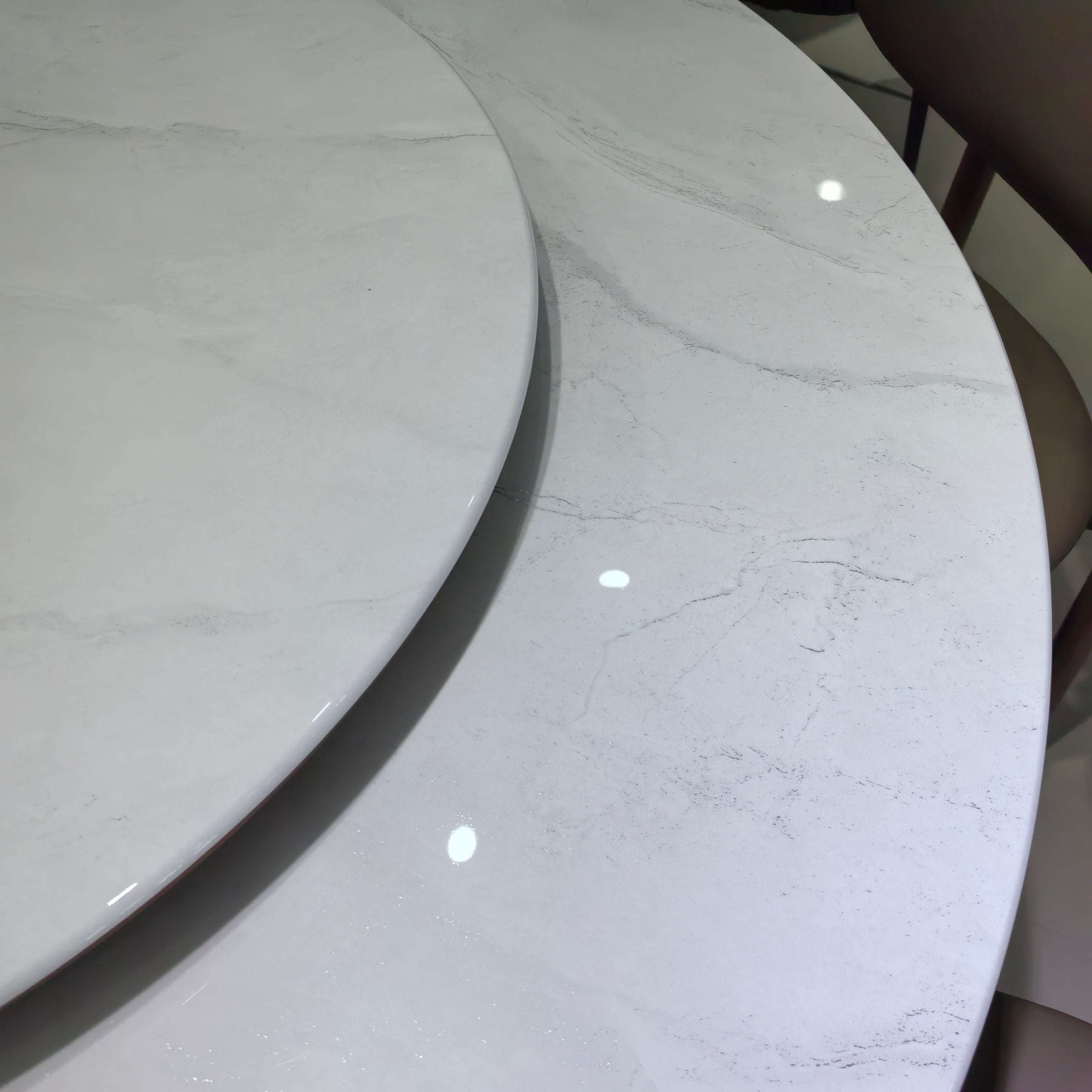 Dining Table Artificial Stone Wood Veneer Stainless Steel LKD122DTSHYC | LEUKHOME