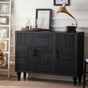 American Solid Wood Carved Dining Sideboard Storage Cabinet | LEUKHOME
