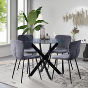 Dining Chairs Set of 4 Fabric/Grey AWS148UK | LEUKHOUSE