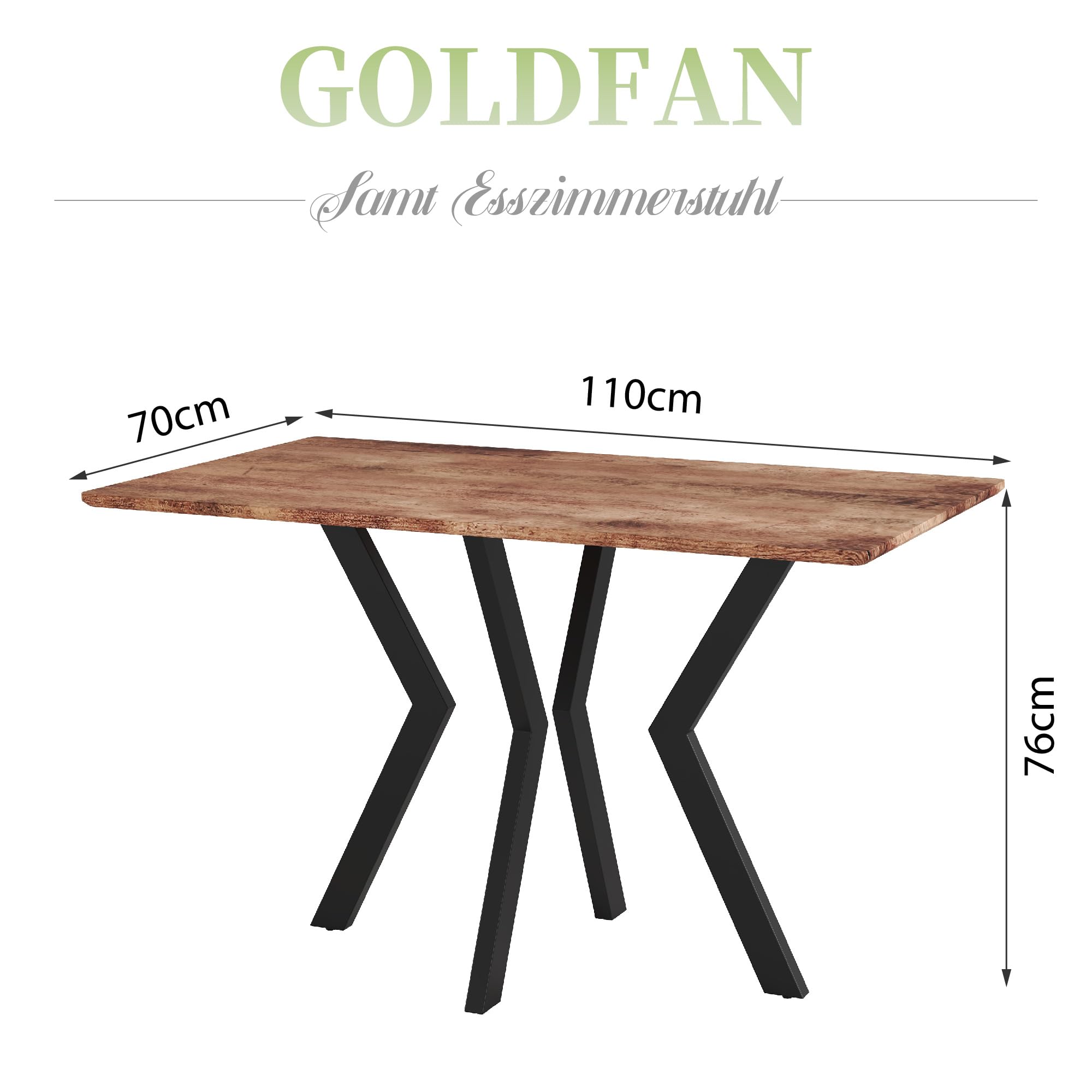 Esstisch Holz, Küchentisch 110x70cm, Holztisch Rechteckiger für Küche Esszimmertisch Tich mit Metallbeinen Wohnzimmer oder Büro DE | LEUKHOUSE