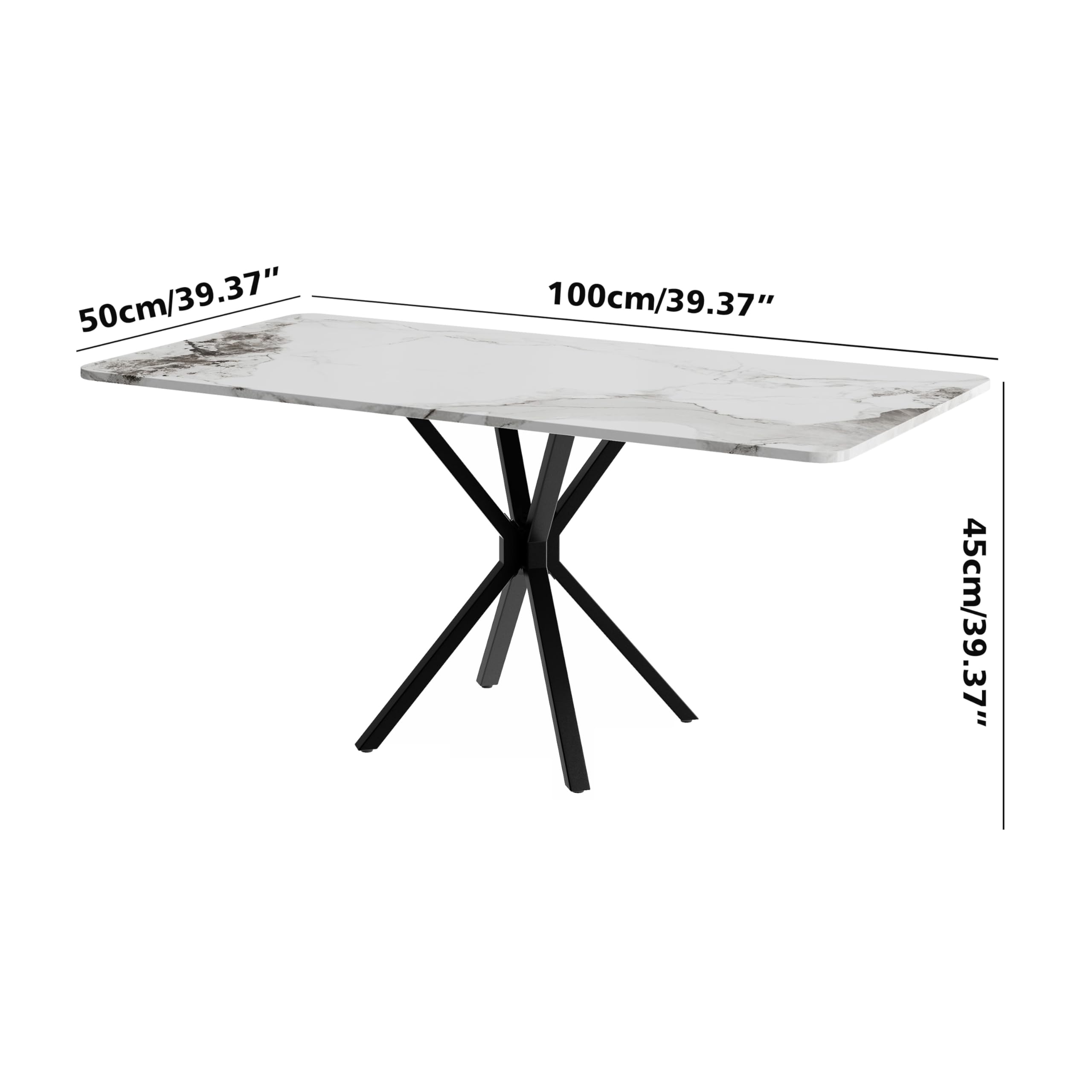 Couchtisch Weiß Wohnzimmertisch Marmor im Industriestil, Rechteckiger Sofatisch, Kaffetisch, TV Tische, für Wohnzimmer, Schlafzimmer, 100 x 50 x 45cm DE | LEUKHOUSE