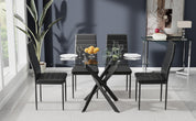 Esstisch Glas Küchentisch Glastisch Wohnzimmertisch mit Schwarze Beine Moderner Stil Rechteckiger Tisch für Büro Küche 110cm DE | LEUKHOUSE
