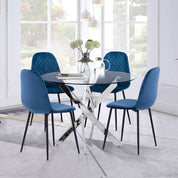Esstisch Rund Glas Moderner Küchentisch Runder Glastisch Esszimmertische für Esszimmer Wohnzimmer Küche, 90 cm, Silber DE | LEUKHOUSE