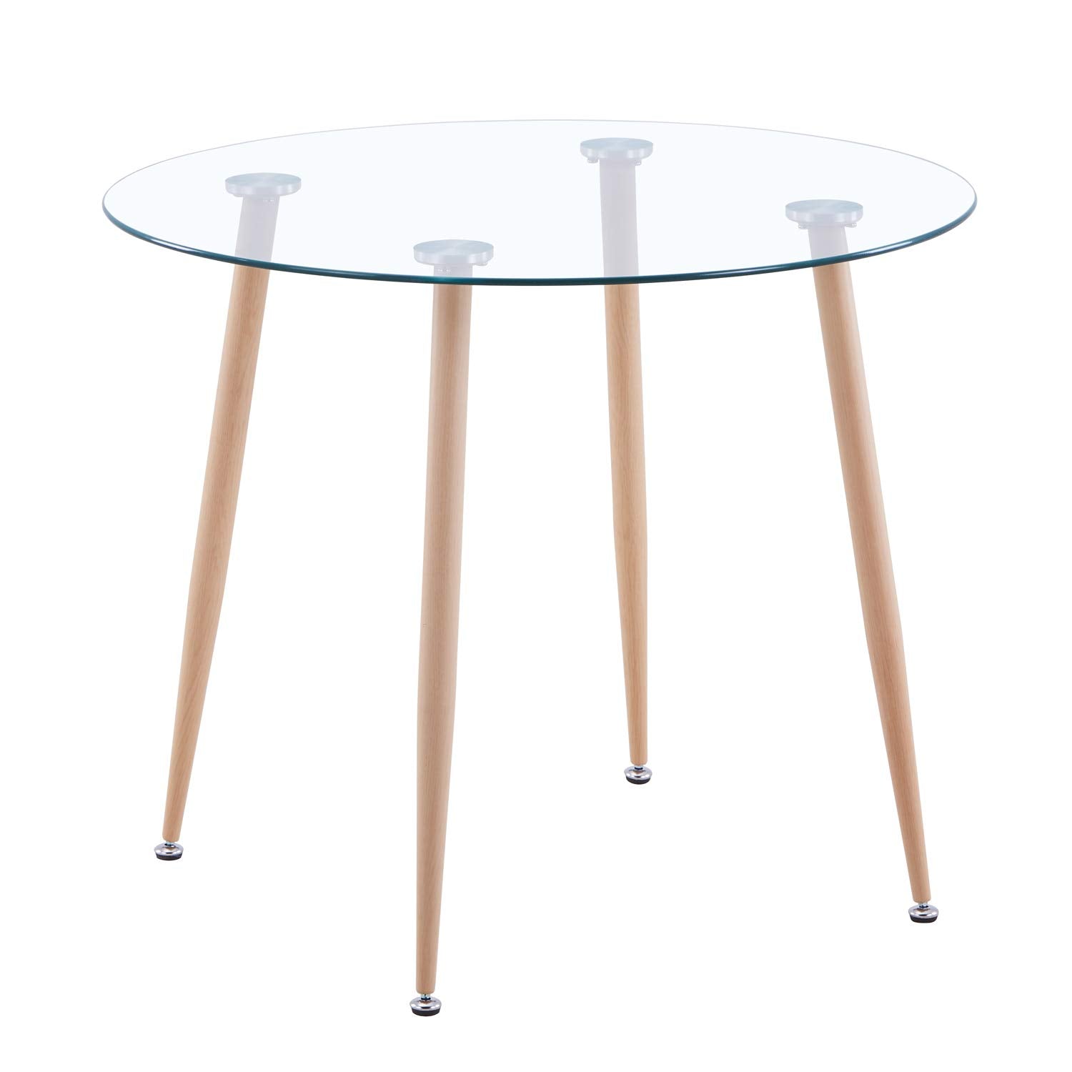 Esstisch Glas Esszimmertisch Modern küchentisch mit Metallbeine Moderner Stil Runder Tisch für Wohnzimmer Büro Küche, Glas DE | LEUKHOUSE