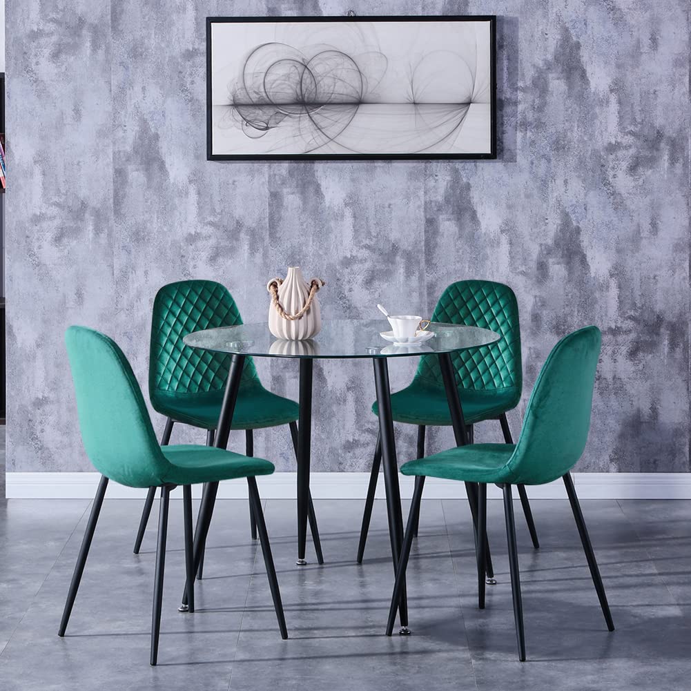 Esstisch Glas Esszimmertisch küchentisch Glastisch Moderner Stil Runder Tisch für Wohnzimmer Büro Küche Schwarz 80cm DE | LEUKHOUSE