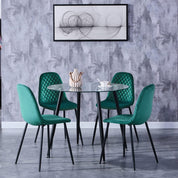 Esstisch Glas Esszimmertisch küchentisch Glastisch Moderner Stil Runder Tisch für Wohnzimmer Büro Küche Schwarz 80cm DE | LEUKHOUSE
